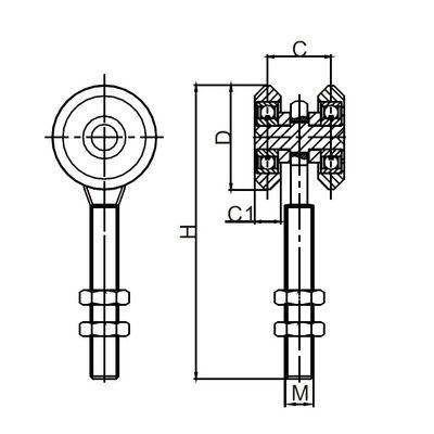 ลูกกลิ้งประตูบานเลื่อนเชิงพาณิชย์สำหรับงานหนัก 38mm M12 2 Wheel