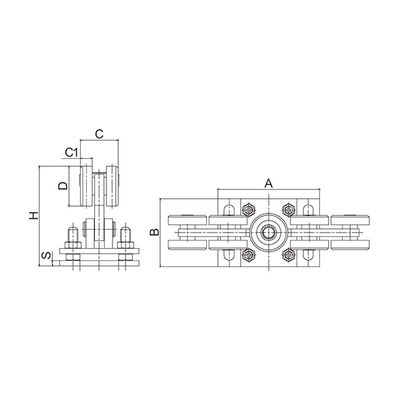 ชุดประตูบานเลื่อนเท้าแขนไฟฟ้า 10 ล้อสำหรับราง 80x80 68mm Carriage Roller แผ่นปรับระดับได้