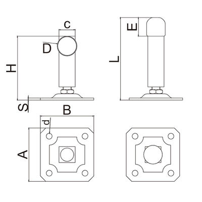 80mm Ground ติดตั้ง Rolling Gate Stopper สำหรับรถยนต์โคด้วยแผ่นยางด้านล่าง