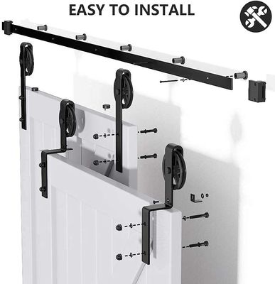 16 ft 12 ft 7 ' 8' Barn Gate Hardware ที่ยึดเพดาน ฮาร์ดแวร์ประตูยุ้งข้าวบายพาสคู่ Straight