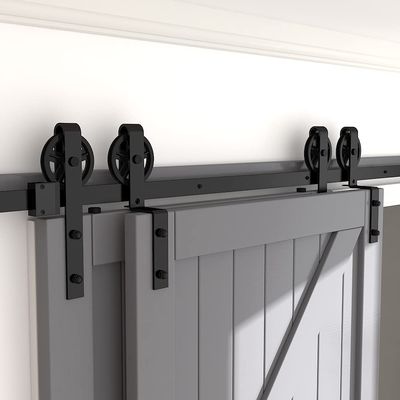 16 ft 12 ft 7 ' 8' Barn Gate Hardware ที่ยึดเพดาน ฮาร์ดแวร์ประตูยุ้งข้าวบายพาสคู่ Straight