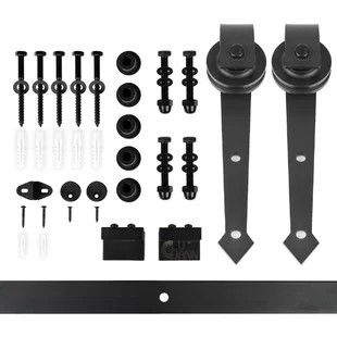 80kg Heavy Duty บานเลื่อนประตูตู้เสื้อผ้าฮาร์ดแวร์ Track Rail Kit System 6.6ft Steel Arrow