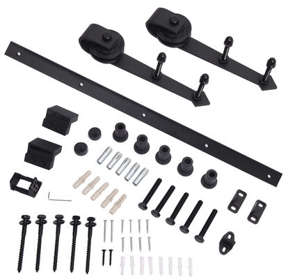 80kg Heavy Duty บานเลื่อนประตูตู้เสื้อผ้าฮาร์ดแวร์ Track Rail Kit System 6.6ft Steel Arrow