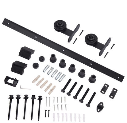 6.6ft Bypass Barn Gate Hardware แขวนรางประตูโรงนาด้านบนและลูกกลิ้ง