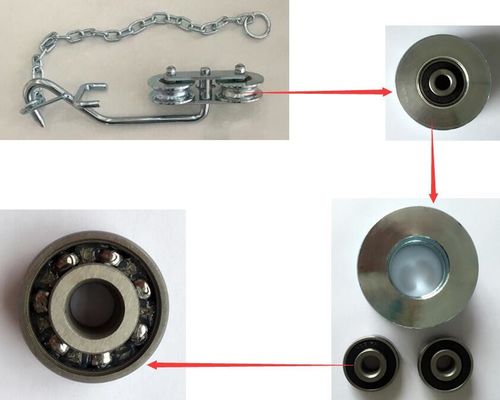 ระบบลูกกลิ้งรางกล้วยสังกะสีสีขาวพร้อมลูกปืนลูกโซ่สำหรับงานหนัก D64mm