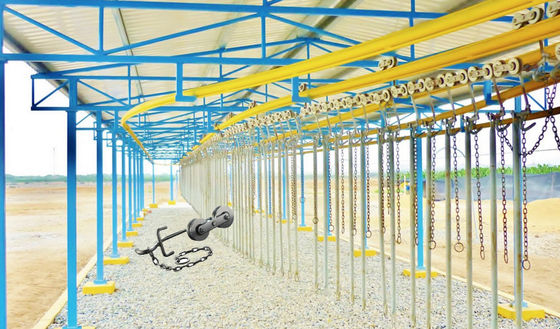 56 มม.-64 มม. เหล็กสังกะสีเงิน Cableway Banana Farm Trolley Roller Pulley