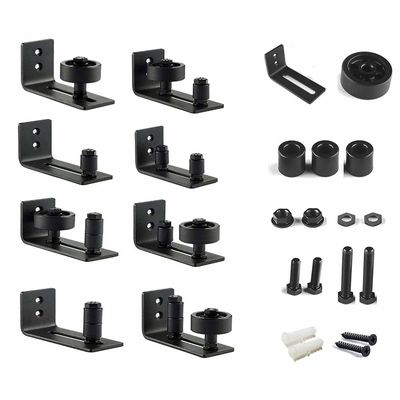 8 In 1 Barn Door Hardware ลูกกลิ้งล่าง ตัวกั้นชั้นปรับระดับได้ ตัวยึดติดผนัง