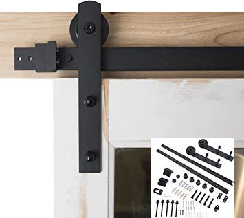 I Shape Black Barn Door Hardware Track Kit สำหรับประตูเดียว
