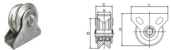 Solid Roller 2 นิ้ว V Groove Rollers สำหรับรถเข็น 50 - 160mm