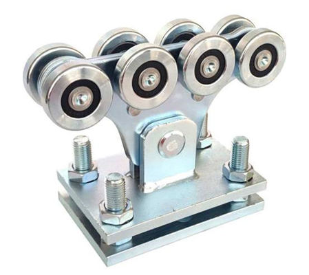 48 มม. สีขาว GI เหล็ก 8 ล้อประตู Cantilever พร้อมแผ่นปรับระดับได้