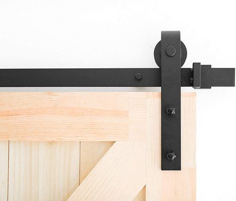 ชุดฮาร์ดแวร์ประตูบานเลื่อนสไตล์วินเทจ J Shape Basic 6 FT Classic Black Rustic