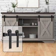 6-Foot Super Mini เคลือบผงสีดำ Barn Door Hardware Kits